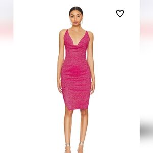 Superdown Sabrina Hot Pink Sparkly Midi Dress Size XS